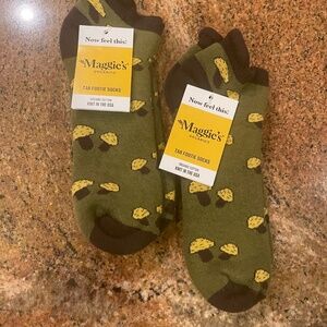 NEW! Maggie''s Organics Tab Footie Socks Mushroom  Two Pair! NWT!